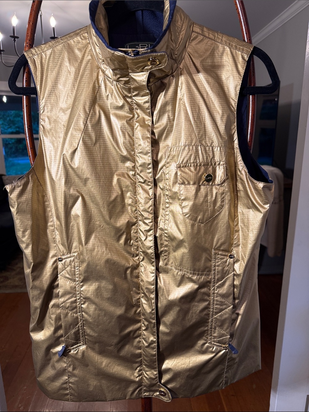L-RL Ralph Lauren 80’ vibe festival retro Active Gold Metallic Utility Vest M
